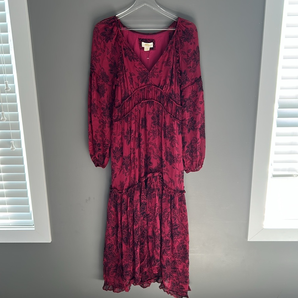 Anthropologie Red Floral Maxi Dress - Picture 2 of 8